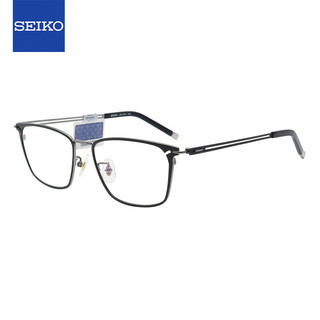 PLUS会员：SEIKO 精工 眼镜框男女款全框钛材经典远近视眼镜架HA1512 163 54mm中灰色