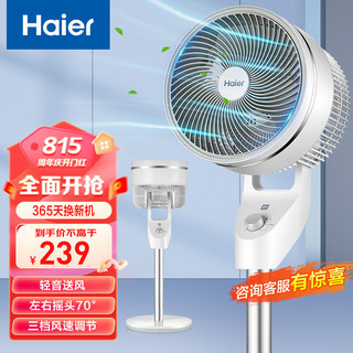 Haier 海尔 家用空气循环扇涡轮换气扇大风量落地扇可拆洗循环对流电扇轻音节能摇头电风扇  HFX-LJ2021