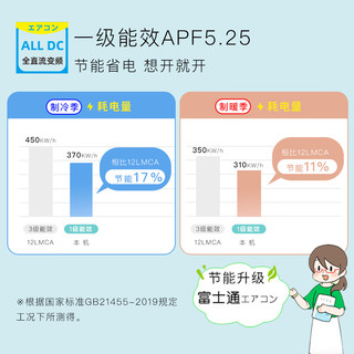 FUJITSU 富士通 15-22㎡适用 1级能效 1.5匹 诺可力U系列空调