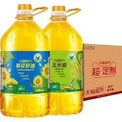 金龙鱼 阳光葵花籽油+玉米油3.68L*2桶健康食用油