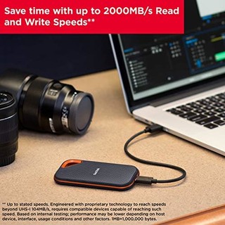 SanDisk 闪迪 4TB Extreme PRO 便携式固态硬盘 - 高达 2000MB/s - USB-C，USB 3.2 Gen 2x2 - 外置固态硬盘 - SDSSDE81-4T00-G25