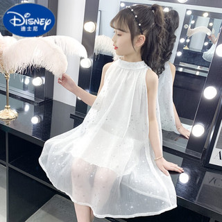 迪士尼（Disney）女童连衣裙夏装2023新款韩版儿童宝宝背心裙洋气小女孩公主网纱裙 灰色 110cm