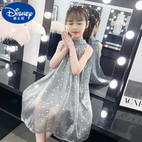 迪士尼（Disney）女童连衣裙夏装2023新款韩版儿童宝宝背心裙洋气小女孩公主网纱裙 灰色 110cm