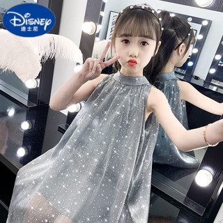 迪士尼（Disney）女童连衣裙夏装2023新款韩版儿童宝宝背心裙洋气小女孩公主网纱裙 灰色 110cm