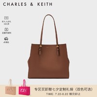 CHARLES & KEITH CHARLES&KEITH;七夕礼物质感纯色大容量手提包托特包包女包女士CK2-30781650-6 Chocolate巧克力色 XL