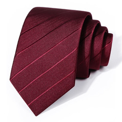 GLO-STORY 领带 男士商务休闲韩版潮流领带礼盒装MLD824060 红色暗条纹