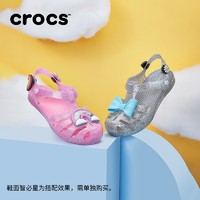 Crocs儿童凉鞋2023夏季卡骆驰蝴蝶结宝宝鞋包头软底女童鞋206956