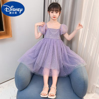 迪士尼（Disney）女童连衣裙夏装2023新款夏季网红大童装儿童纱裙子洋气女孩公主裙 紫色 110