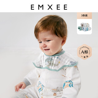 EMXEE 嫚熙 婴儿花瓣围嘴口水巾3条 礼盒装