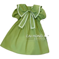 夏款小清新森系泡泡袖女童连衣裙新款上新休闲宽松版 绿色 110cm