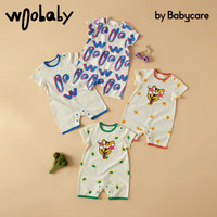woobaby 婴儿衣服夏装宝宝新生儿夏季薄款短袖爬服哈衣连体衣外穿