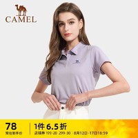 CAMEL 骆驼 女装翻领速干T恤运动春夏新款透气显瘦Polo衫短袖女修身上衣