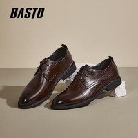 BASTO 百思图 2022秋季新款商场同款潮流商务通勤粗跟男休闲皮鞋22A02CM2