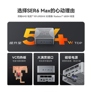 Beelink 零刻 SER6 MAX 迷你台式机 深空灰色（锐龙R9-6900H、核芯显卡）