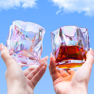 玻璃杯家用高颜值折纸杯ins风水杯女生高级感威士忌酒杯啤酒杯子