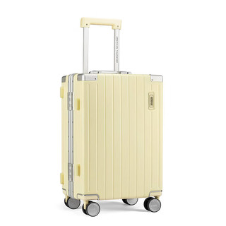 箱包时尚复古拉杆箱顺滑飞机轮行李箱20英寸TSA轻便旅行密码箱TI1黄色