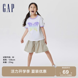 Gap 盖璞 女童夏季2023新款纯棉闪粉印花短袖T恤714122儿童装洋气上衣