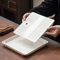 臻惜 羊脂玉白瓷干泡茶盘家用陶瓷小茶台储水简约办公室功夫茶具托盘