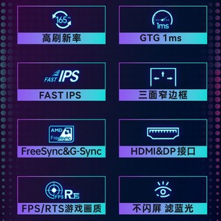 HKC 惠科 23.8英寸165hz显示器FAST IPS屏电脑电竞游戏144HZ显示屏SG24