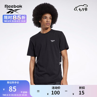 Reebok 锐步 官方夏季男女款TEE黑色基础LOGO百搭圆领休闲短袖T恤