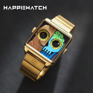 HappieWatch 新款机械体 小众潮流小怪兽手表石英防水腕表 七夕礼物送男友 小壳素皮