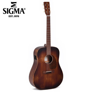 马丁（MARTIN）DM-15E-AGED-N 西格玛 电箱款 实木单板民谣吉他 圆角吉它 41英寸