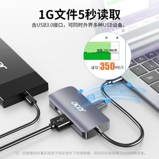 宏碁(acer)6合1 Type-C扩展坞 hdmi线网口USB3.0转接头4K投屏