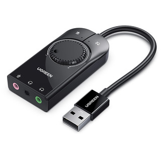 UGREEN 绿联 USB声卡外置台式机电脑笔记本音频转换器耳机麦克风话筒音响
