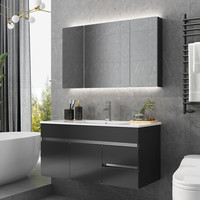 镱朗（YILANG）304不锈钢浴室柜组合 现代简约洗手洗脸盆洗漱台卫浴池一体陶瓷盆 90CM普通镜柜款（304不锈钢，颜色请备注）