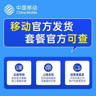 中国移动 流量卡9元/月188G 移动卡全国通用电话卡5G手机卡 年卡