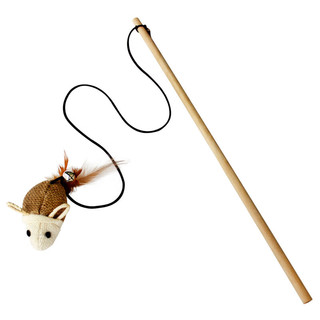 茨格曼 猫咪玩具逗猫棒自嗨逗猫神器木质老鼠铃铛猫猫用品小猫羽毛斗猫棒
