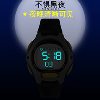 移动端、京东百亿补贴：四万公里 儿童电子手表男女小学生初中运动多功能手表防水夜光闹钟 黑橙色