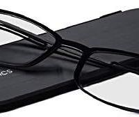 ThinOptics 曼哈顿阅读眼镜 + 米兰诺阳极氧化铝，磁性盒 黑色 2.50 Strength