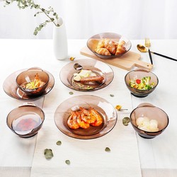 DURALEX 多莱斯 法国进口DURALEX餐具套装4人玻璃餐具茶色餐具客厅家用餐具
