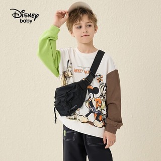 Disney 迪士尼 童装儿童男童圆领针织卫衣撞色卡通打底上衣23秋DB331EE02咖绿140