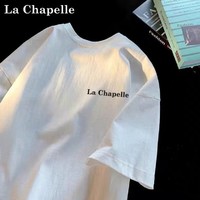 La Chapelle LaChapelle纯棉短袖t恤女夏季ins港风潮流半袖宽松简约休闲情侣衫