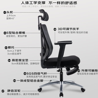 DOWINX LS-2023-1 人体工学椅子电脑椅+3D扶手+4级气杆+脚踏