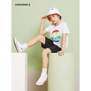 Converse 匡威儿童装男童t恤短袖夏季新款小学生圆领休闲纯棉渐变星标T恤 纯白色 160L(XL)