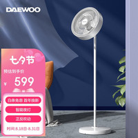 大宇(DAEWOO) 电风扇落地扇风扇卧室家用led台灯风扇直流变频智能定时遥控空气循环灯扇 白色