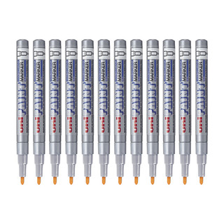uni 三菱铅笔 PX-21 单头油性记号笔 银色 12支装