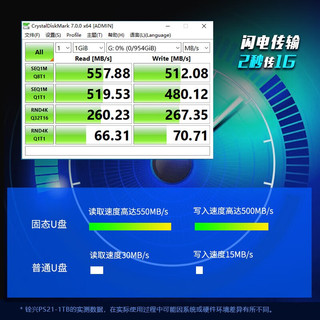 QUANXING 铨兴 固态U盘PS21 USB10Gbps Type-c双接口 手机电脑两用 1TB