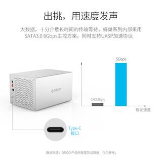 ORICO 奥睿科 硬盘柜箱Type-C多盘位硬盘盒子底座机箱SATA机械外接