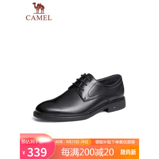 CAMEL 骆驼 男士牛皮复古擦色商务正装德比皮鞋 G13M005088 黑色 39