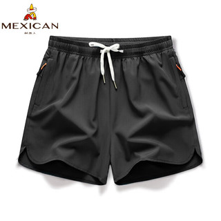 稻草人（mexican）短裤运动短裤男篮球裤夏季速干短裤多色纯色短裤J2 XT-2506 黑色 4XL