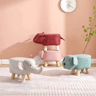全品屋大象凳子动物凳实木换鞋凳创意小凳子家用客厅卡通可爱矮凳 小象-白色 稳固耐用