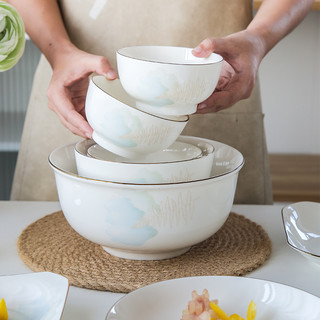 彩云间新骨瓷陶瓷餐具碗调味碟面碗汤碗鱼盘日式高脚碗沙拉勺子