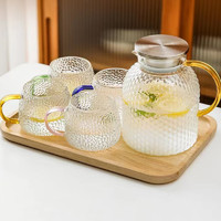 加厚玻璃杯耐高温喝水杯子带把手日式家用茶杯套装耐热锤纹牛奶杯