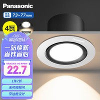 Panasonic 松下 小山丘射灯筒灯嵌入式LED射灯客厅天花灯 银4W3000K 开孔73-75mm