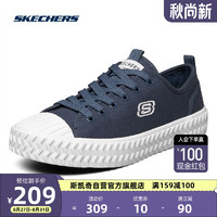 SKECHERS 斯凯奇 丨Skechers女鞋休闲帆布鞋低帮鞋板鞋时尚饼干鞋 海军蓝色 35