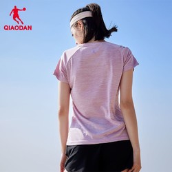 QIAODAN 乔丹 中国乔丹运动短袖T恤衫情侣款夏季新款时尚跑步健身弹力运动T恤女